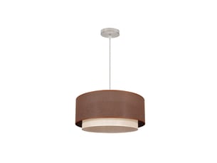 Suspension ABRILA Altea double abat-jour cylindrique marron et beige, Ø50 cm, hauteur réglable 40-125 cm
