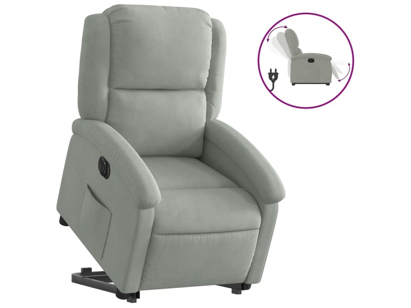  Fauteuil inclinable électrique, fauteuil relax salon gris clair velours shl71692  - Conforama A