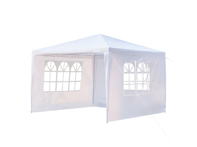 Tonnelle tente étanche 3x3m trois parois avec tubes en spirale, blanc  - Conforama B