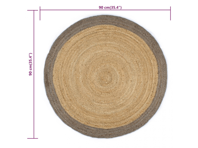  Tapis fait à la main jute avec bord gris 90 cm - comfortxl 133674 - Conforama E