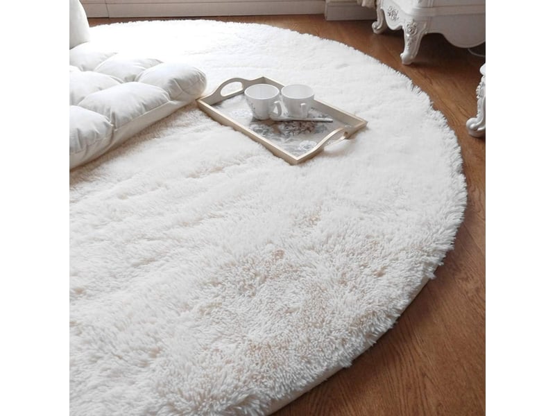  (blanc, 160cm)tapis rond chambre tapis salon anti slip doux moelleux tapis shaggy tapis de sol grand pour couloir DNUIT001623M-SCM - Conforama B