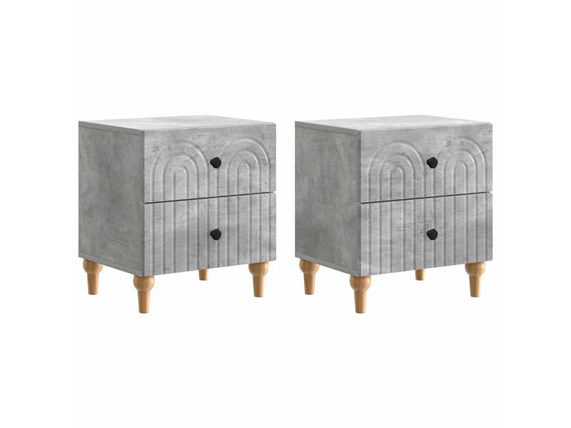  Table de chevet 2 pièces gris béton 43 x 34,5 x 48 cm  - Conforama B