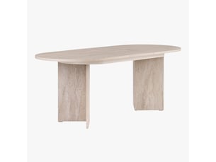 Table à manger extensible ovale beige 160-200 cm