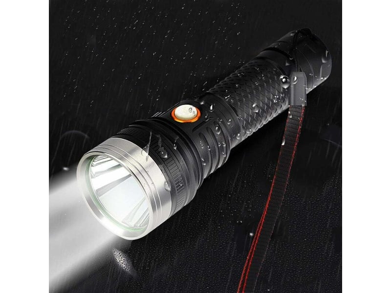  Lampe de poche led torch portable usb charging handheld flashlight bright waterof for emergency camping hiking  - Conforama D