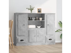 Buffets 3 pcs - bahut - meuble de rangement gris béton bois d'ingénierie