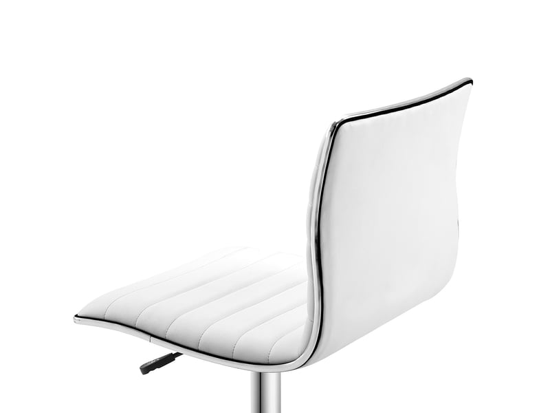  Chaise de bureau sans accoudoirs en cuir régénéré blanc, hauteur réglable, mobile pour votre espace de travail  - Conforama D