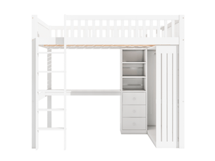Lit mezzanine 140x200 cm <strong>BEAUNIV</strong> <strong></strong> coloris blanc