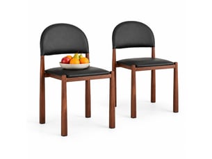 Lot de 2 chaises de salle a manger noires avec dossier semi-circulaire en polyurethane et pieds en metal