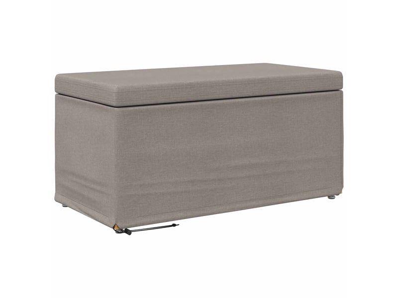  Tabouret bas, ottoman taupe 81x41x40 cm tissu et bois stratifié  - Conforama A