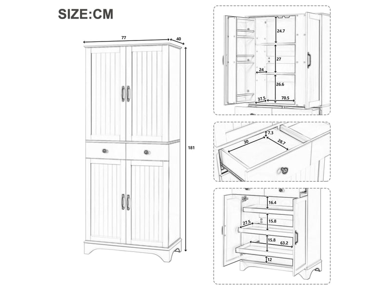  Meuble haut blanc à portes style frigo - étagères coulissantes et réglables - cuisinesalon  - Conforama D