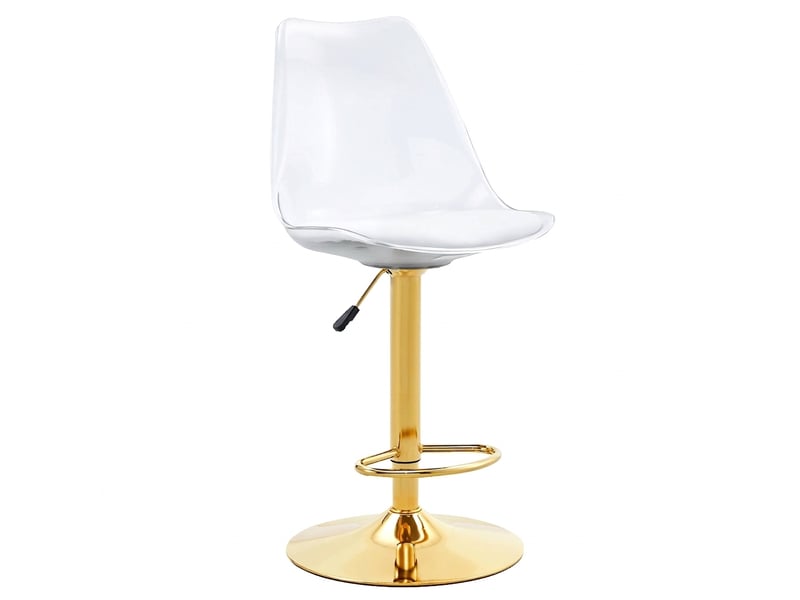 Lot de 2 tabourets de bar réglables avec dossier transparent et assise pu, pieds en métal doré, pivotant à 360° - Conforama A