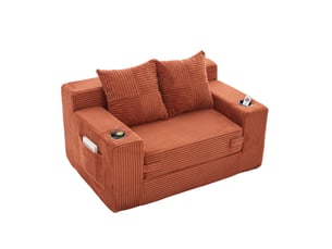 Canapé-lit 2 places 151x133x64 cm moderne orange sans matelas