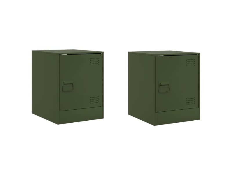  Lot de 2 tables de chevet - cabinet de chevet - table de nuit vert olive 34,5x39x44 cm acier  - Conforama A