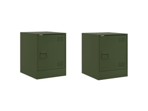 Lot de 2 tables de chevet - cabinet de chevet - table de nuit vert olive 34,5x39x44 cm acier