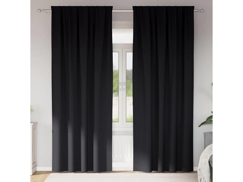 Lot de 2 rideaux occultants, rideaux black-out avec anneaux noir 260 x 140 cm cf44718  - Conforama B