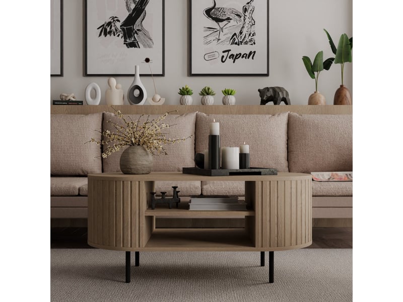 Table basse moderne ovale en bois 100cm lilio  - Conforama B