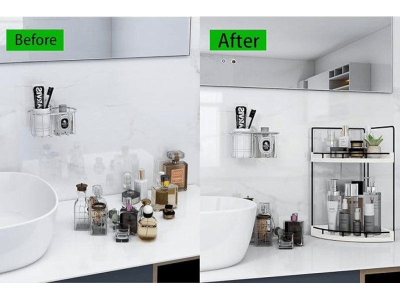  2-tier rustic white corner bathroom shelf  - Conforama E