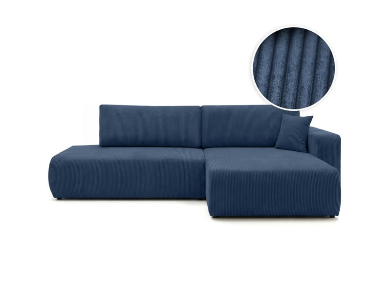  Canapé d'angle max réversible et convertible 5 places alya en velours côtelé - bleu foncé ALYA - Conforama A