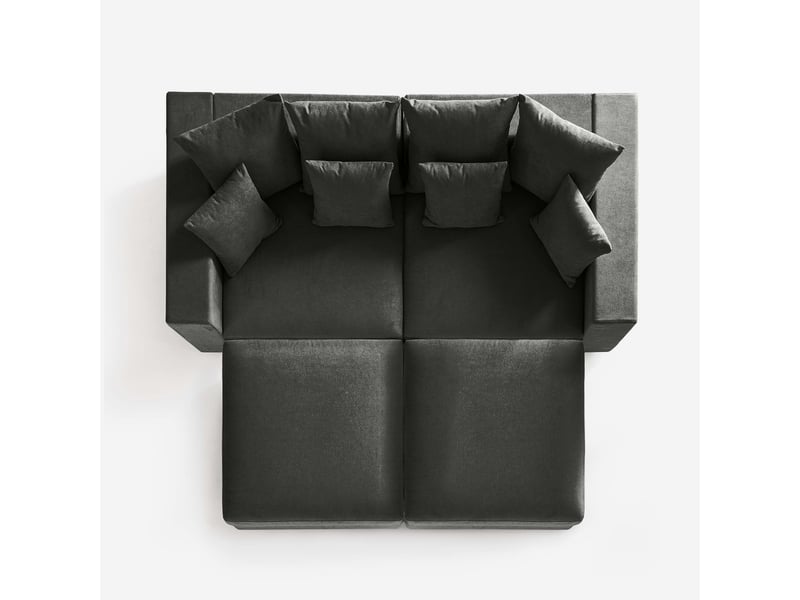  Canapé modulable déhoussable made in italy avec pouf et coussins cortina f - gris foncé  - Conforama D
