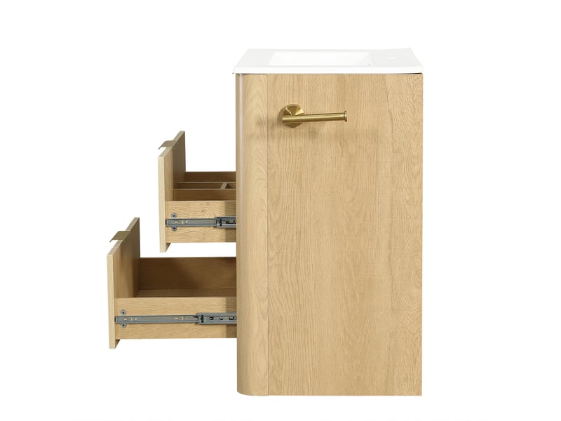  Meuble sous-vasque avec vasque céramique 2 tiroirs effet bois 61x47x82 cm  - Conforama B