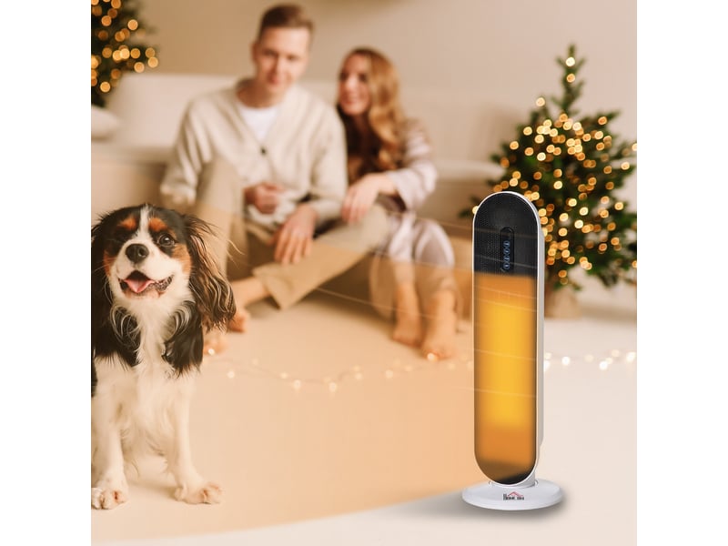  Radiateur tour en céramique 1200 w2000 w avec télécommande, thermostat programmable 24 h et protection anti-basculement pour pièces jusqu'à 20 m²  - Conforama D