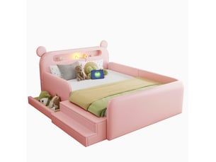 Lit avec rangement 140x200 cm <strong>COVREO </strong>  <strong></strong> coloris rose