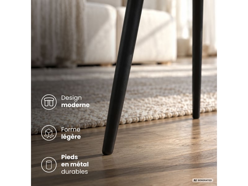  Table basse picco noire 40 cm ronde avec plateau à rebord pieds noirs style industriel 40x40x40 cm PICCO - Conforama E
