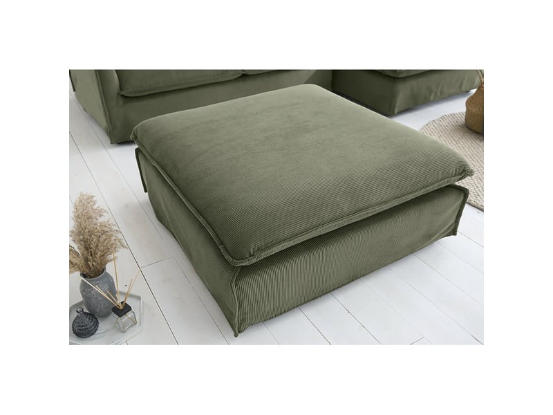 Pouf kalia – vert sauge – tissu côtelé – style contemporain  - Conforama B