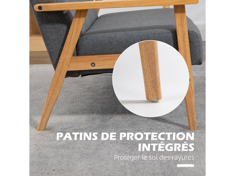  Canapé 3 places 154,5, canapé scandinave avec dossier capitonné, gris, assise rembourrée et accoudoirs  - Conforama R