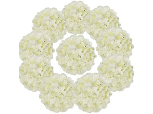 Têtes d'hortensias en soie, fleurs artificielles avec tiges, pour décoration de maison et de mariage, lot de 10 (ivoire)-aquaforge