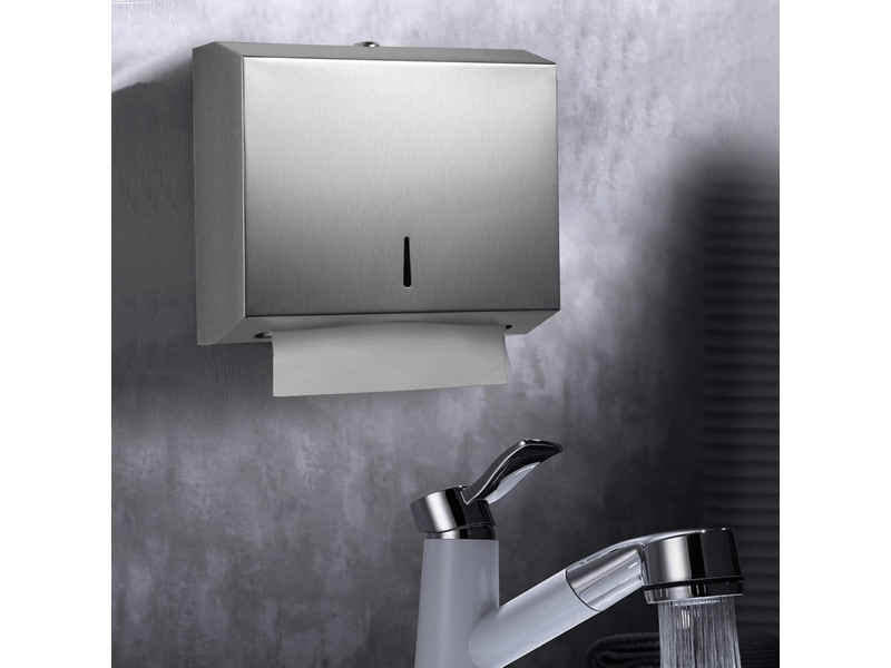  Distributeur d'essuie-mains mural en acier inoxydable avec serrure, distributeur de mouchoirs grande capacité,argent  - Conforama C
