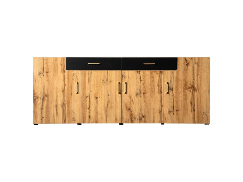 Buffet 4 portes 2 tiroirs en panneau de particules marron et blanc 208x39.5x80 cm - pangivo - Conforama A
