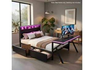 Lit avec rangement 140x200 cm GUTENACHT coloris noir