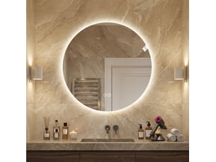 Miroir rond(e) de salle de bain coloris argenté <strong>DESMIU</strong> <strong></strong> - 80 cm x 80 cm
