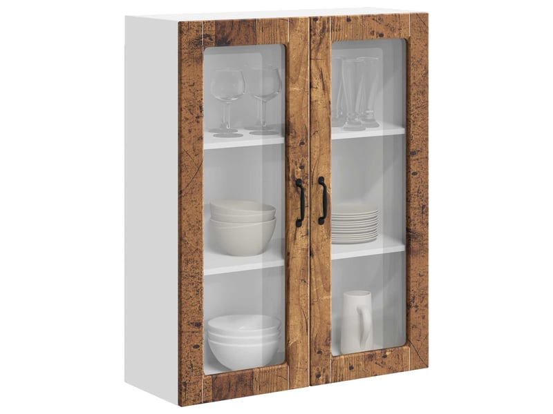  Meuble mural de cuisine, cabinet en verre mural bois ancien 80x31x100cm shl6356  - Conforama C