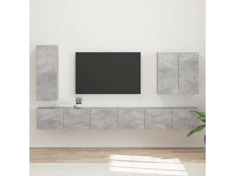  Ensemble de meuble tv - banc tv - meuble de rangement mural 6 pcs gris béton  - Conforama B