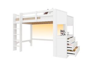 Lit surélevé 90x200 cm OKWISH coloris blanc