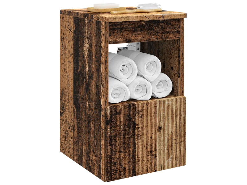 Armoire de salle de bain, meuble de rangement bois ancien 30x35x50 cm  - Conforama C