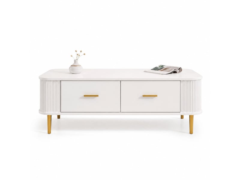  Table basse 105x51x38 cm 4 tiroirs mdf blanc  - Conforama B