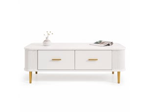 Table basse 105x51x38 cm 4 tiroirs mdf blanc