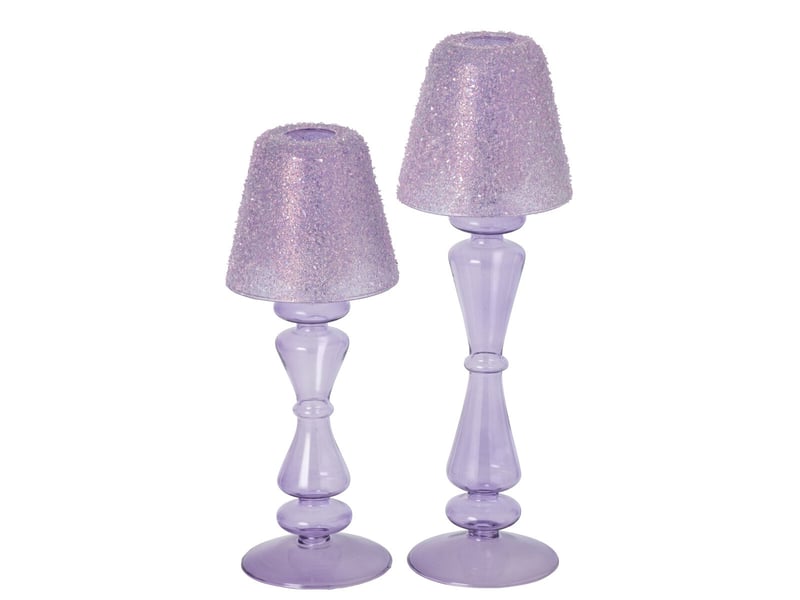  Photophore lampe en verre silje 31cm lilas  - Conforama C