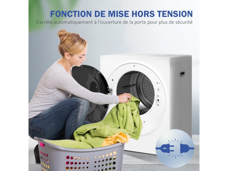 Sèche-linge électrique portable 850w, capacité 33l 4 modes de fonctionnement, 49l x 40,5l x 60h cm, acier inoxydable - Conforama R