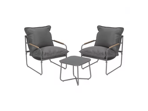 Salon de jardin,45x45x40,5 cm,2 chaises avec table,métal verre,gris