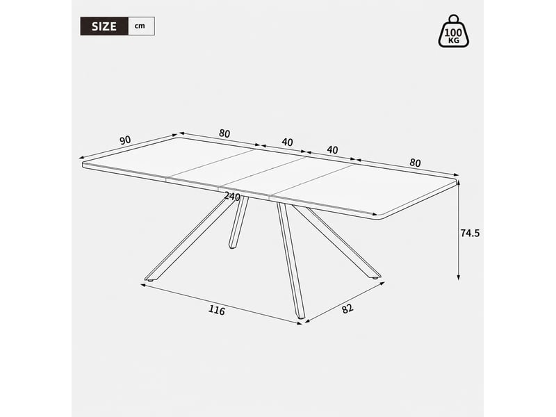  Table à manger extensible 160-240x90 cm en mdf coloris chêne  - Conforama C