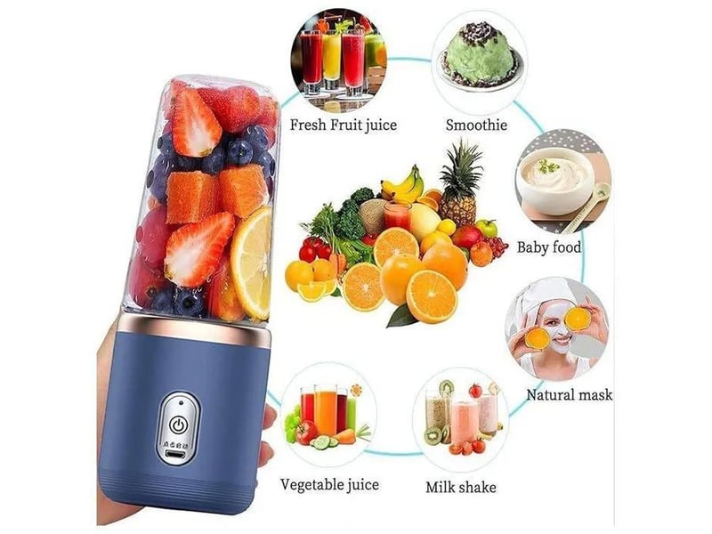  Blender multifonction portable 400 ml usb rechargeable 6 lames inox bleu  - Conforama D