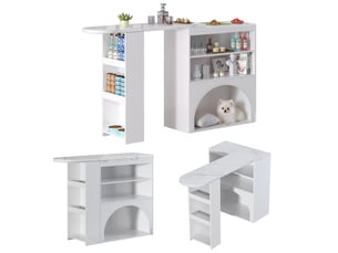 Bar coloris blanc <strong>MERAX</strong> <strong>table de bar blanc</strong> - 120 cm