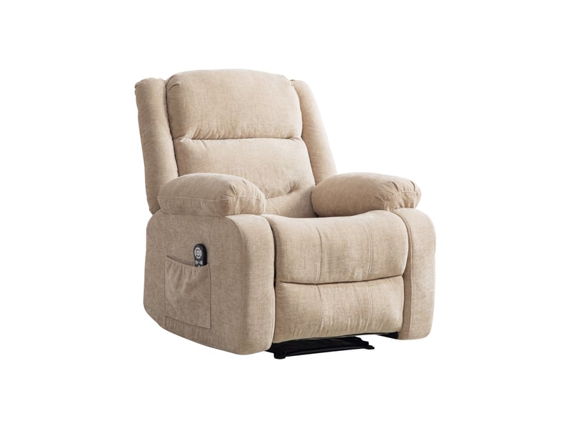  Fauteuil inclinable électrique multifonctionnel 96x96x101cm - avec assistance au maintien en hauteur, massage par vibrations - chenille - marron  - Conforama A