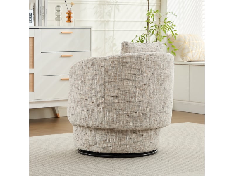 Fauteuil de salon - fauteuil pivotant 028, fauteuil d'appoint pivotant à 360°, 72 x 66.5 x 76 cm, ivoire - Conforama R