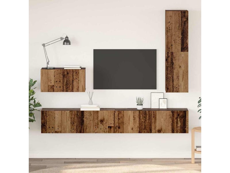  Meuble tv - banc tv - meuble de rangement mural 4 pcs bois ancien bois d'ingénierie  - Conforama B