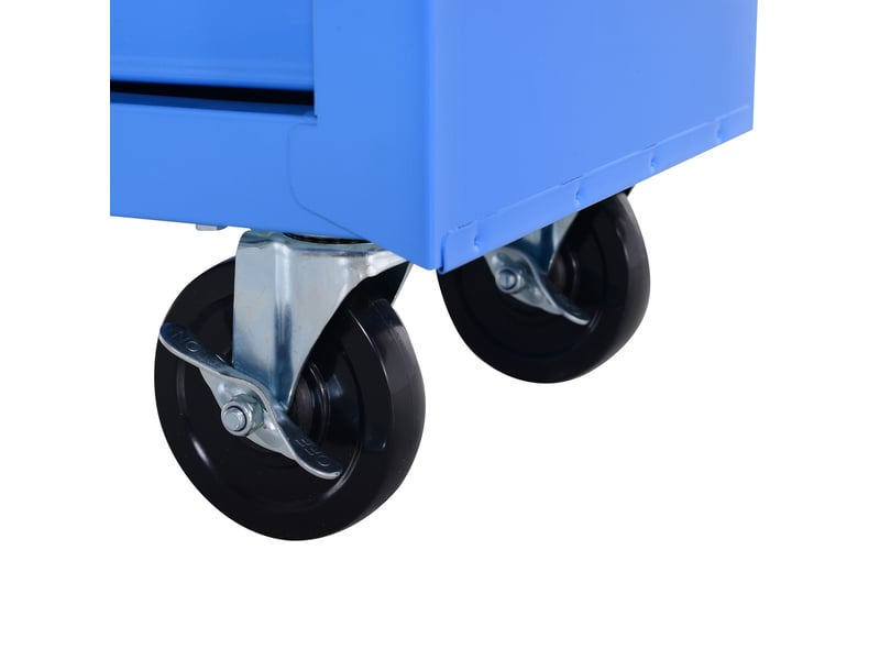  Servante d'atelier 67,5 x 33 x 77 cm bleue en acier, 5 tiroirs verrouillables sur roulettes avec frein  - Conforama D